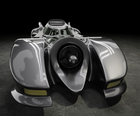 The batmobile: front view created with Blender and Cycles