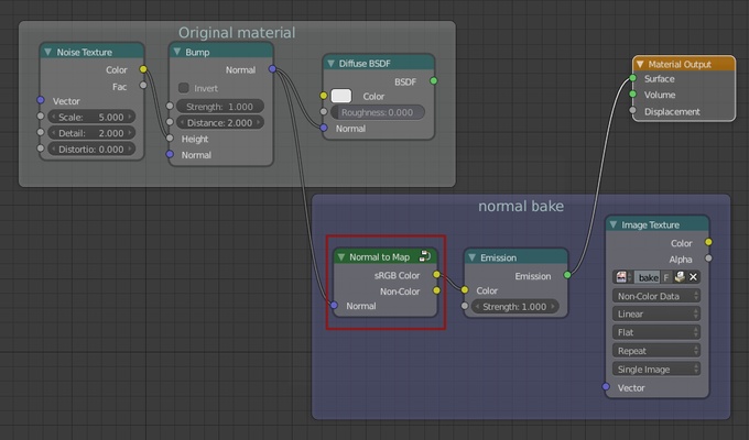 Material using the normal to map node