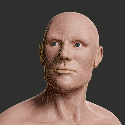 human face topology rendered with Blender and Cycles