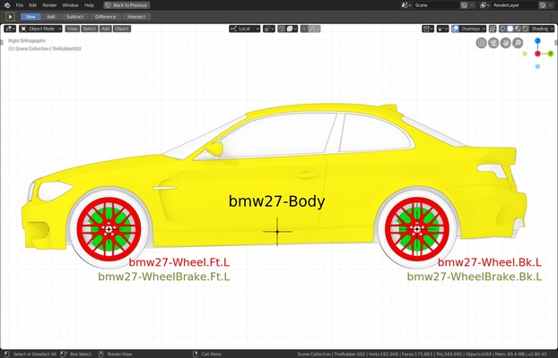 Emphasizing reference objects for each part of the model